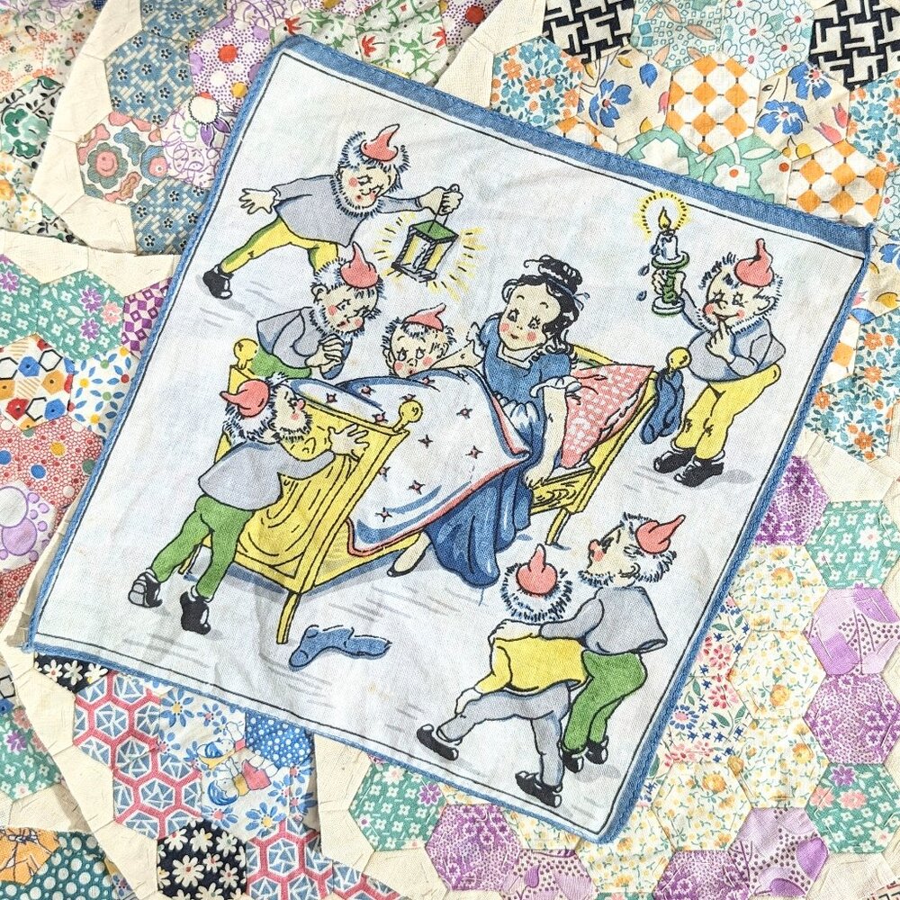 RARE Vintage Snow White and the Seven Dwarves Children's Handkerchief